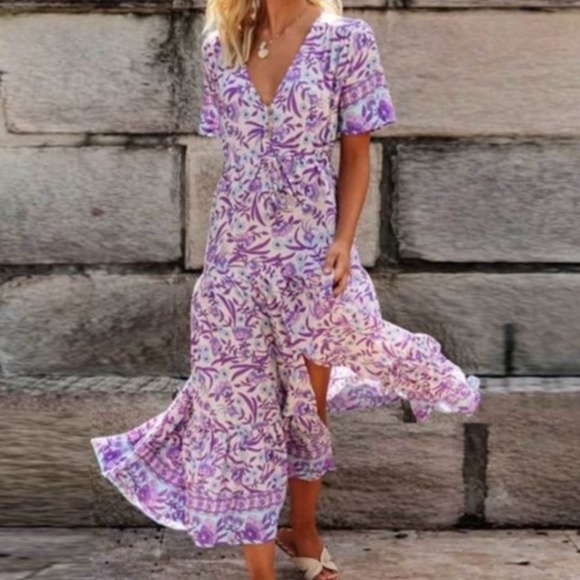Dresses & Skirts - Bohemian Lilac Purple Split Thigh Maxi Dress